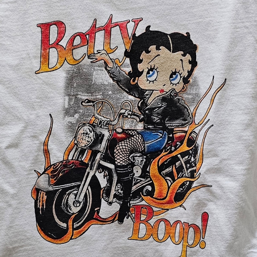 Betty Boop Motorcycle Youth Size Medium White T-Shirt Cinched Waist Preloved EUC - Picture 9 of 9
